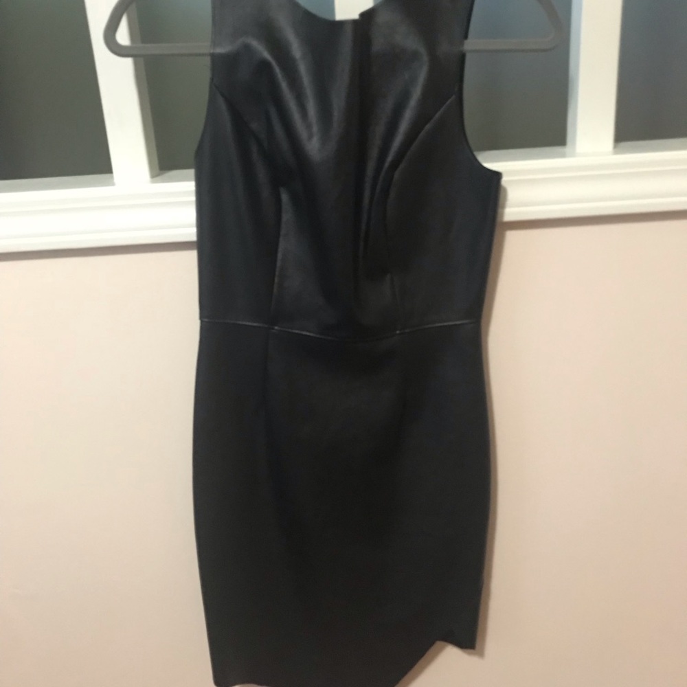 Leather Bodycon Asymmetrical Mini Dress